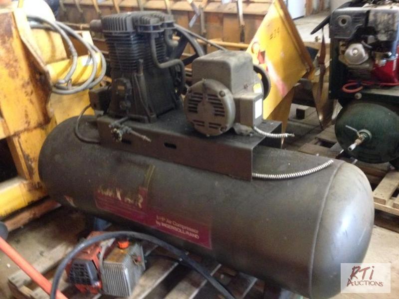 lot 38A image: IR Horizontal Shop Air-Compressor, 5hp, 220V....
