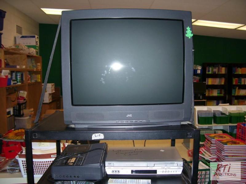 lot 88 image: (3) TV_s 27_ JVC_s wcarts in working conditi...