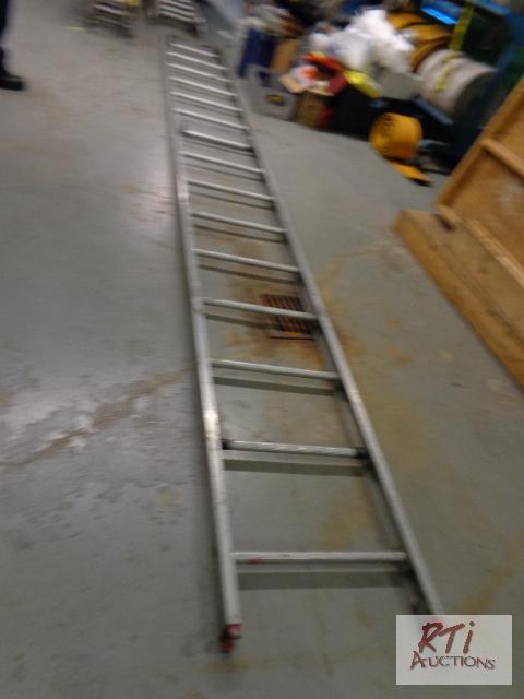 lot 9 image: 18 ft. X 24 in. Aluminum roof ladder. Item so...