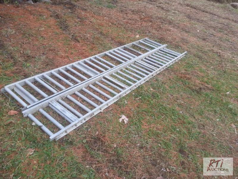 lot 104 image: (2) 10ft.X18in. Aluminum roller conveyors. Bu...