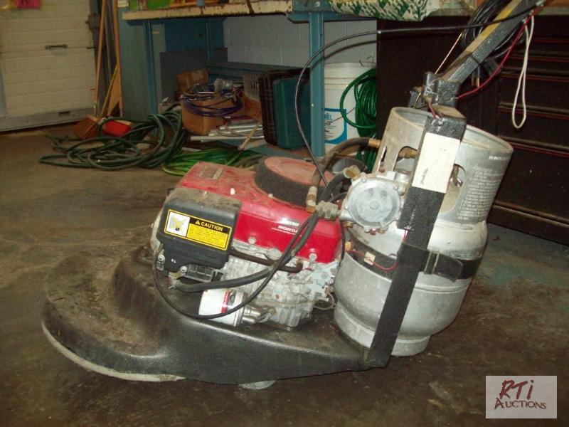 lot 119 image: Floor buffer wpropane tank, and 8 boxes of p...