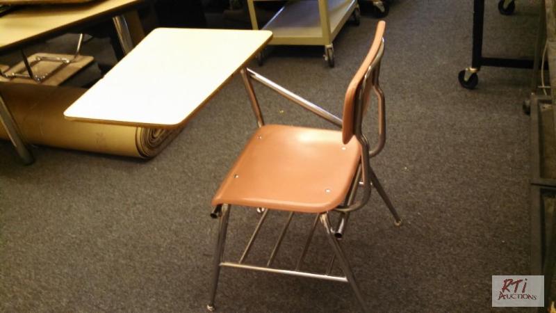 lot 58 image: School desks with 13x22 wedge shaped top. Est...
