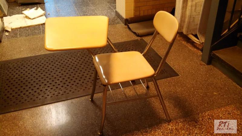 lot 59 image: School desks with 13x20 wedge shaped top. Est...