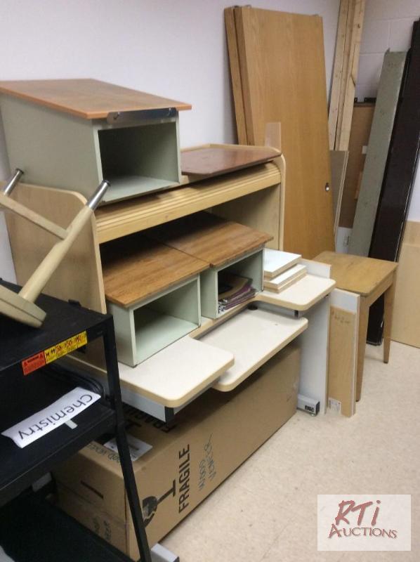 lot 64 image: (1) computer desk with rolling top, (1) stand...