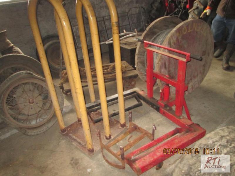 lot 56 image: Tire Safety Cage, Wheel Dolly, Tire change st...