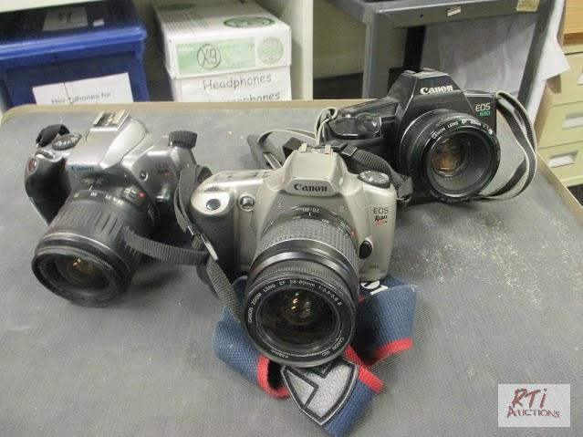 lot 94 image: Canon K2, Canon EOS 630, Canon Rebel XSN came...