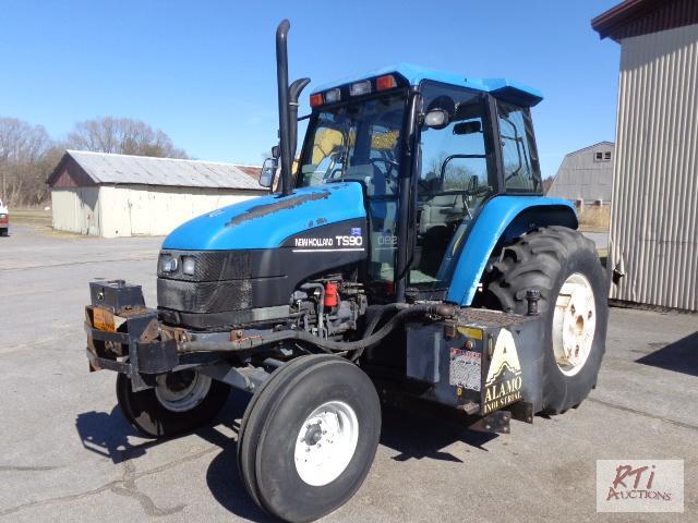 lot 19 image: New Holland TS-90 2WD Tractor Mower, ROPS Cab...