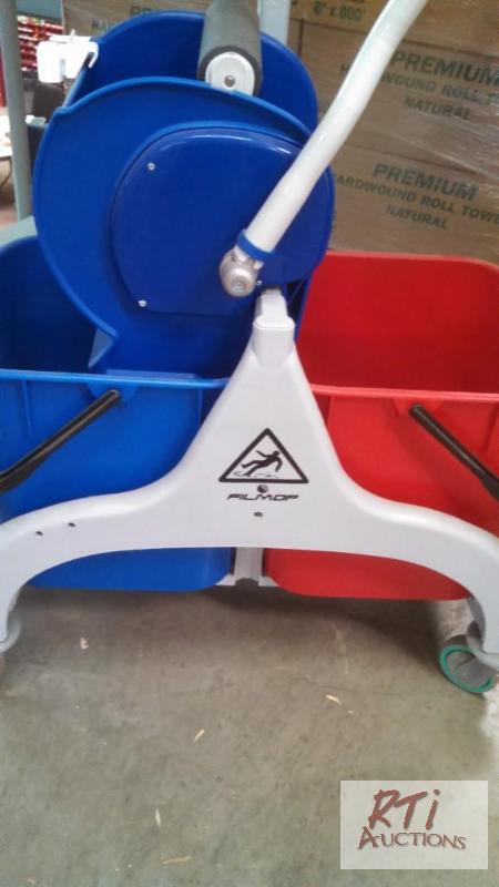 lot 42 image: (3) NEW Filmop double mop bucket set up on ca...