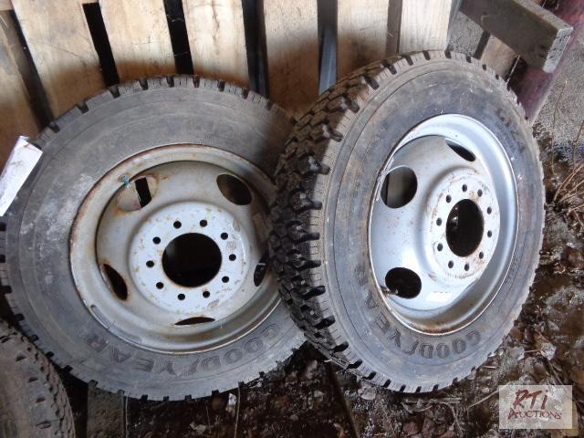 lot 57 image: (2) Goodyear G124 22570R19.5 Tires on 10 hol...