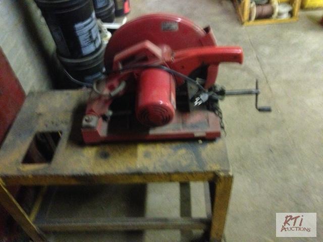 lot 28 image: Milwaukee 14 cut off saw wcart. All equipmen...