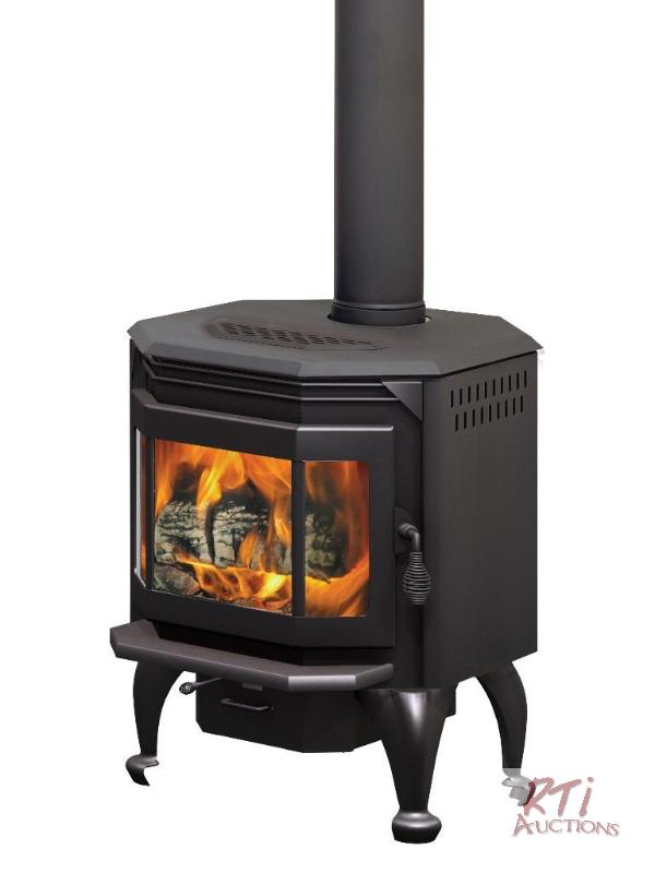 lot 35 image: Diamond Wood Stove wBlack Door, Black Moldin...