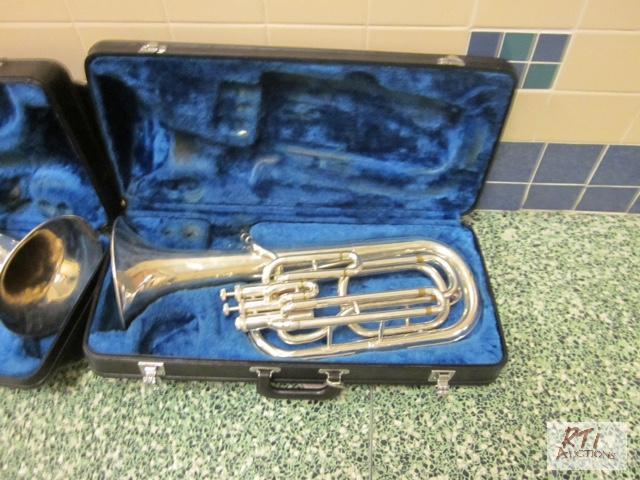 lot 46 image: (4) Yamaha tubas, cracked and missing valves....