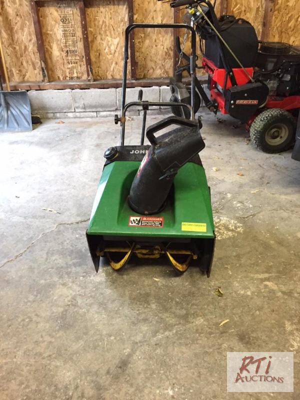 lot 46 image: (2) John Deere 2 cycle walk behind snow blowe...