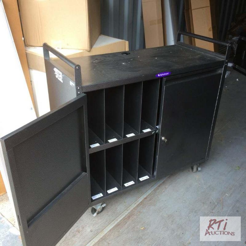 lot 51 image: (3) Alpha Smart rolling laptop carts, 40L x 1...