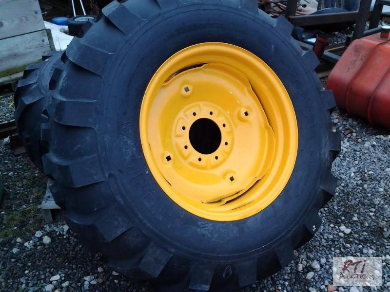 lot 40A image: Set of 17.5 x 24 tires and wheels with 8 bolt...