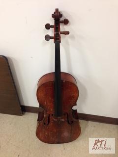 lot 93 image: Meisel &frac34 size cello, no bridge, end pi...