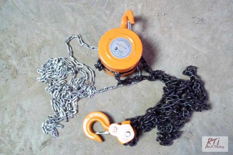lot 119 image: 3 ton chain block, new. Located in Geneseo, f...