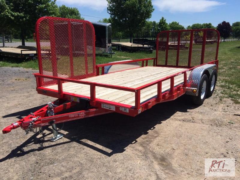 lot 19 image: 2016 PJ 83&quotx16 red landscape trailer wi...