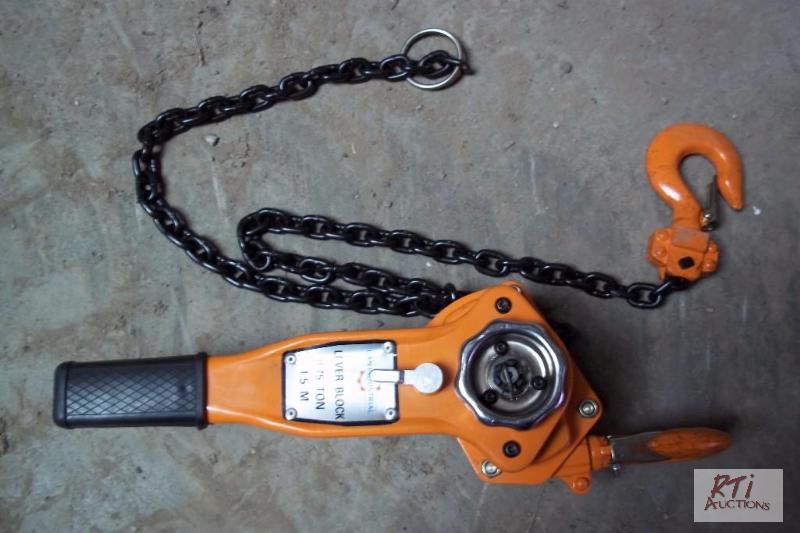 lot 57 image: Lot of (3) 34 ton come-a-longs, new. Located...