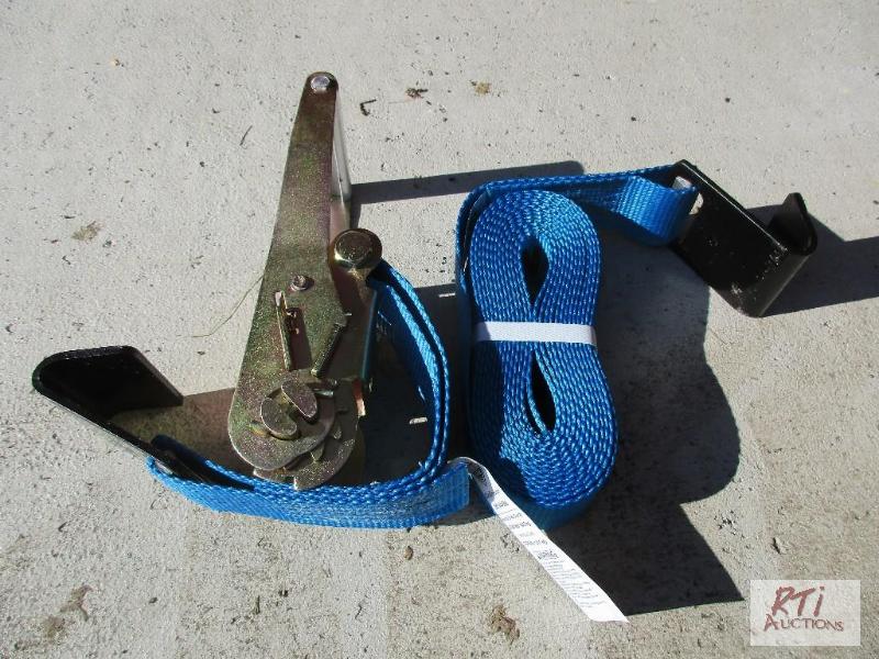 lot 77 image: Lot of (12) blue ratchet straps, new. Located...