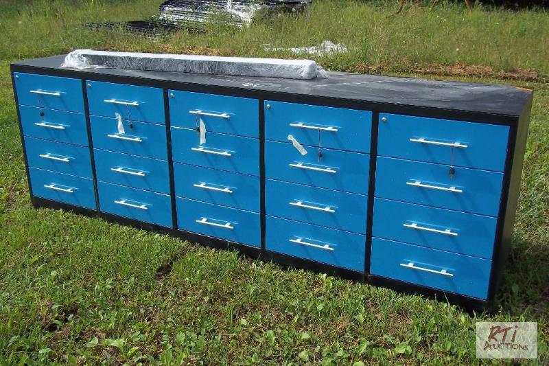 lot 46 image: 20-drawer workstation, blue,&nbspnew. Dimens...