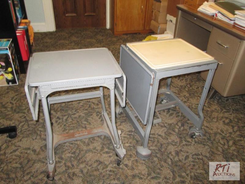 lot 66 image: (2) metal typewriter stands. All equipment is...