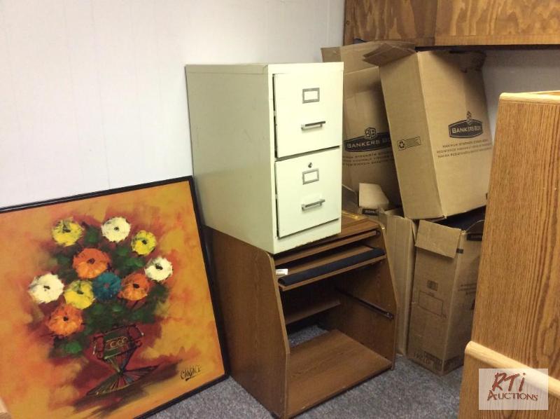 lot 83 image: (2) drawer file cabinet and small computer st...