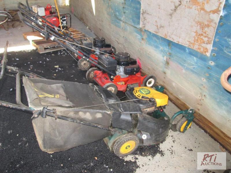 lot 50 image: Yardman push mower, (2) Jacobsen push mowers,...