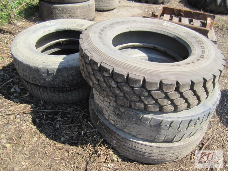 lot 146 image: (5) Assorted 11R24.5 tires...