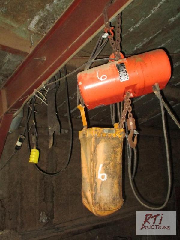 lot 6 image: 1-ton electric chain hoist, 2 hp...