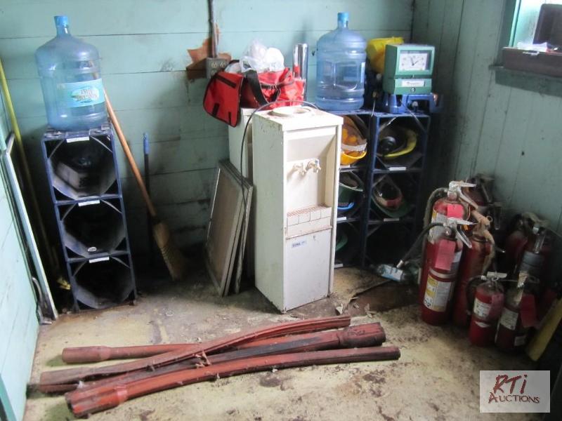 lot 90 image: Fire extinguishers, time clock, (2) water coo...