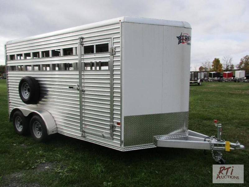 lot 32 image: 2017 Frontier aluminum TA bumper-pull livest...