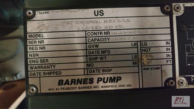 Barnes Water Pump W Deutz 2cyl Diesel 2 1 2 City Of Dunkirk