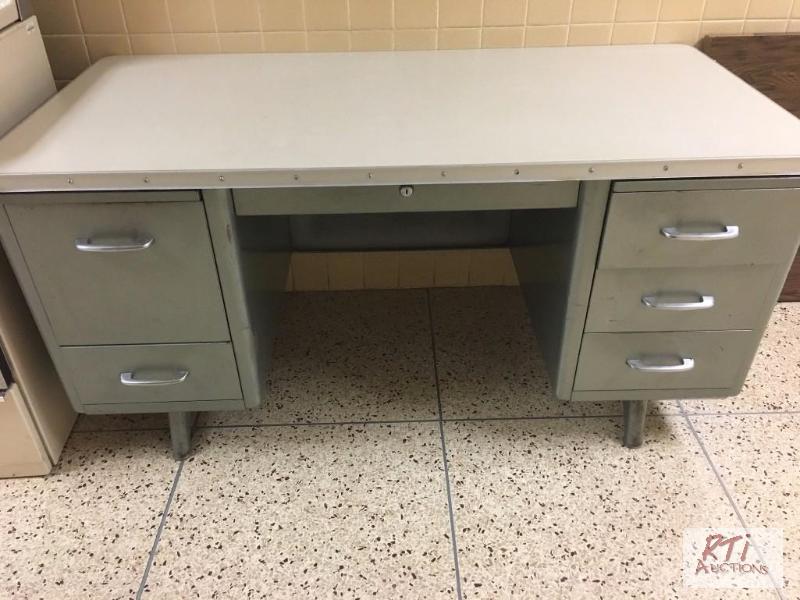 lot 108 image: (2) Allsteel Equipment teachers desks, fair c...